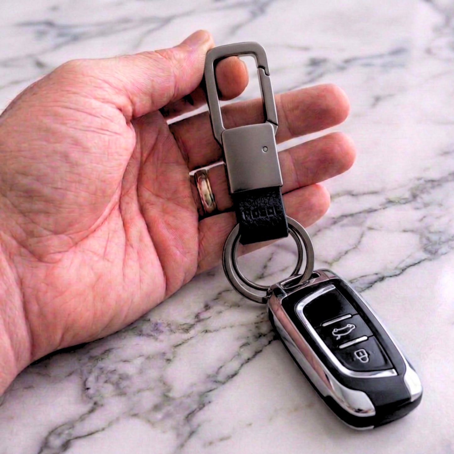 Porte-clé homme | Ergonomique Cuir & Acier