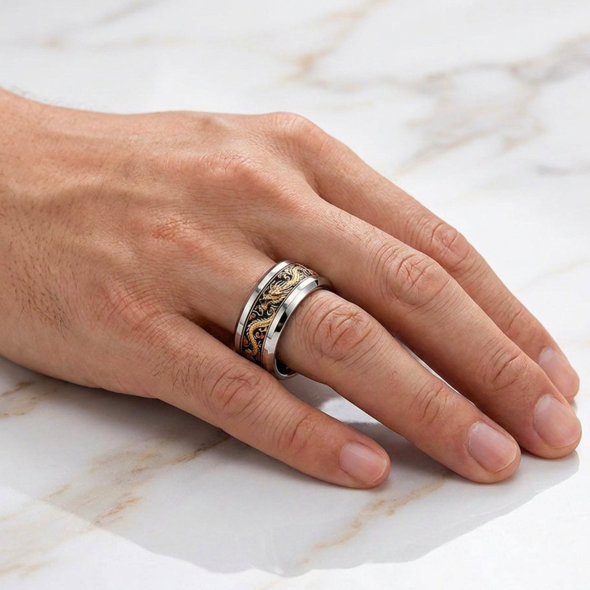 Bague pour homme | anneau « Le Souffle du Dragon »
