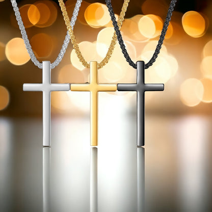 Collier homme- pendentif CHAÎNE BÉNITO™ |Croix Simple et classique