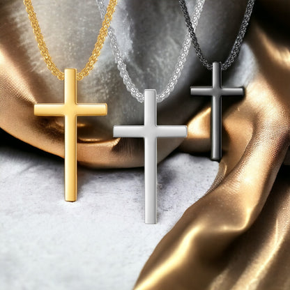 Collier homme- pendentif CHAÎNE BÉNITO™ |Croix Simple et classique