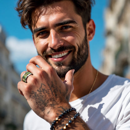 Bague acier homme | mystique Arbre de vie "Éveil d'Yggdrasil"