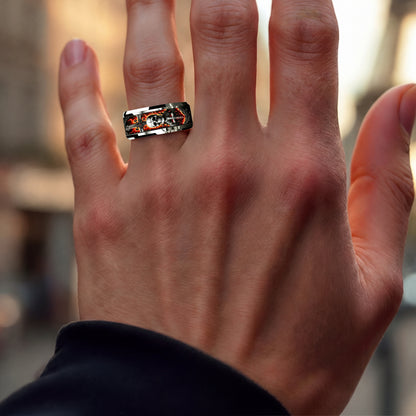 Bague pour homme | Bague Crâne & Flammes «L'Infernale »