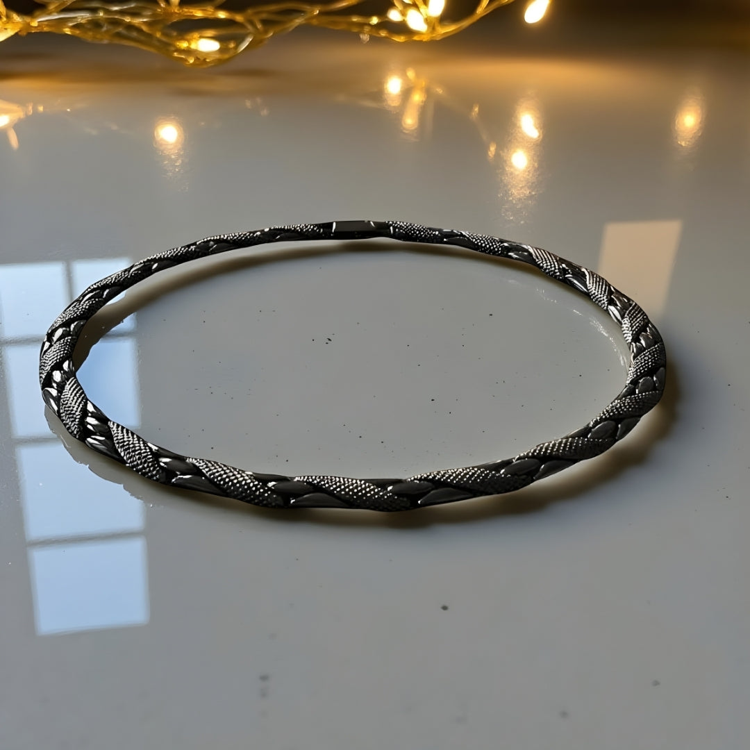 Chaine collier homme à maillons articulés texturés, courte | MagnaWell