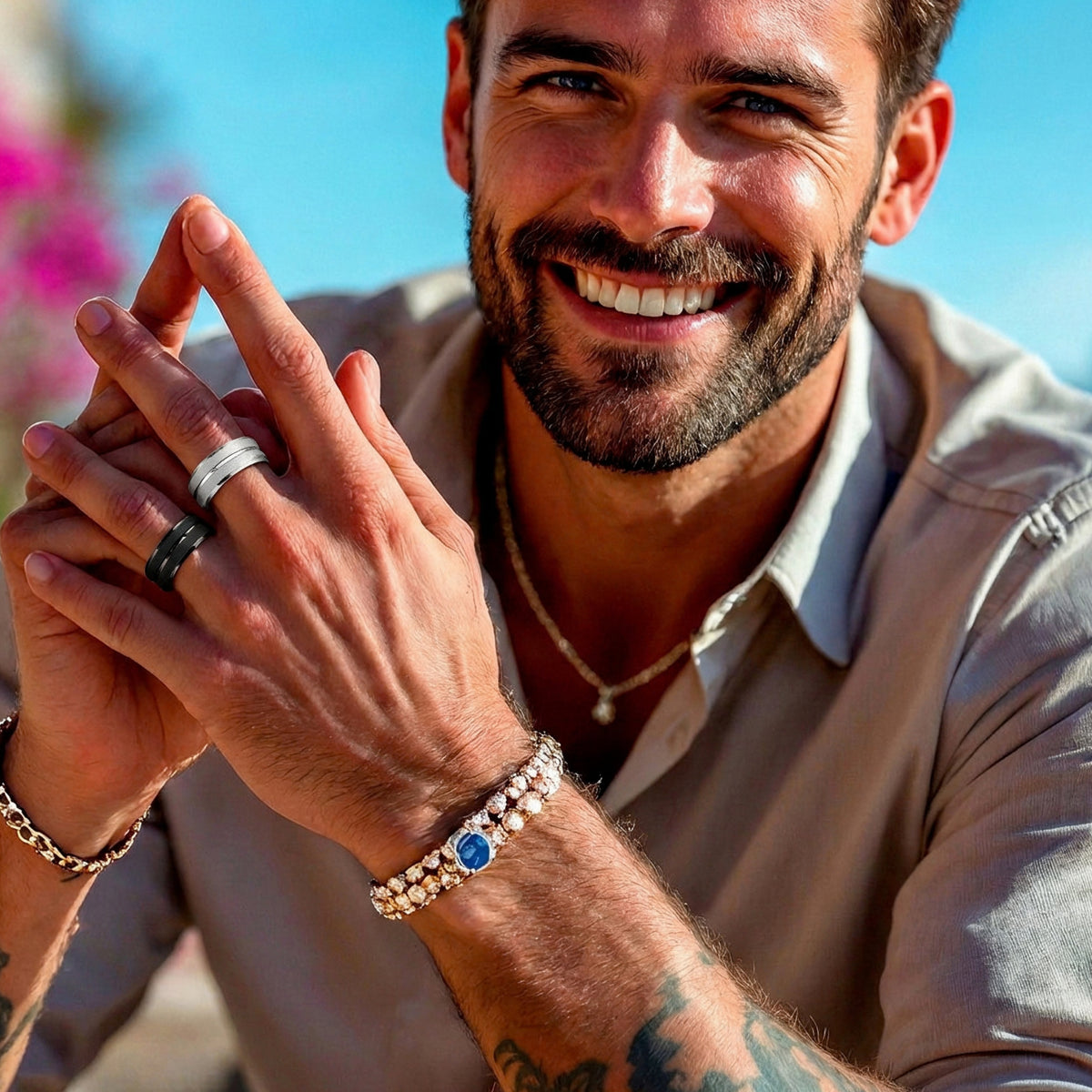 Alliance pour homme | anneau Édition « Dual-Texture »
