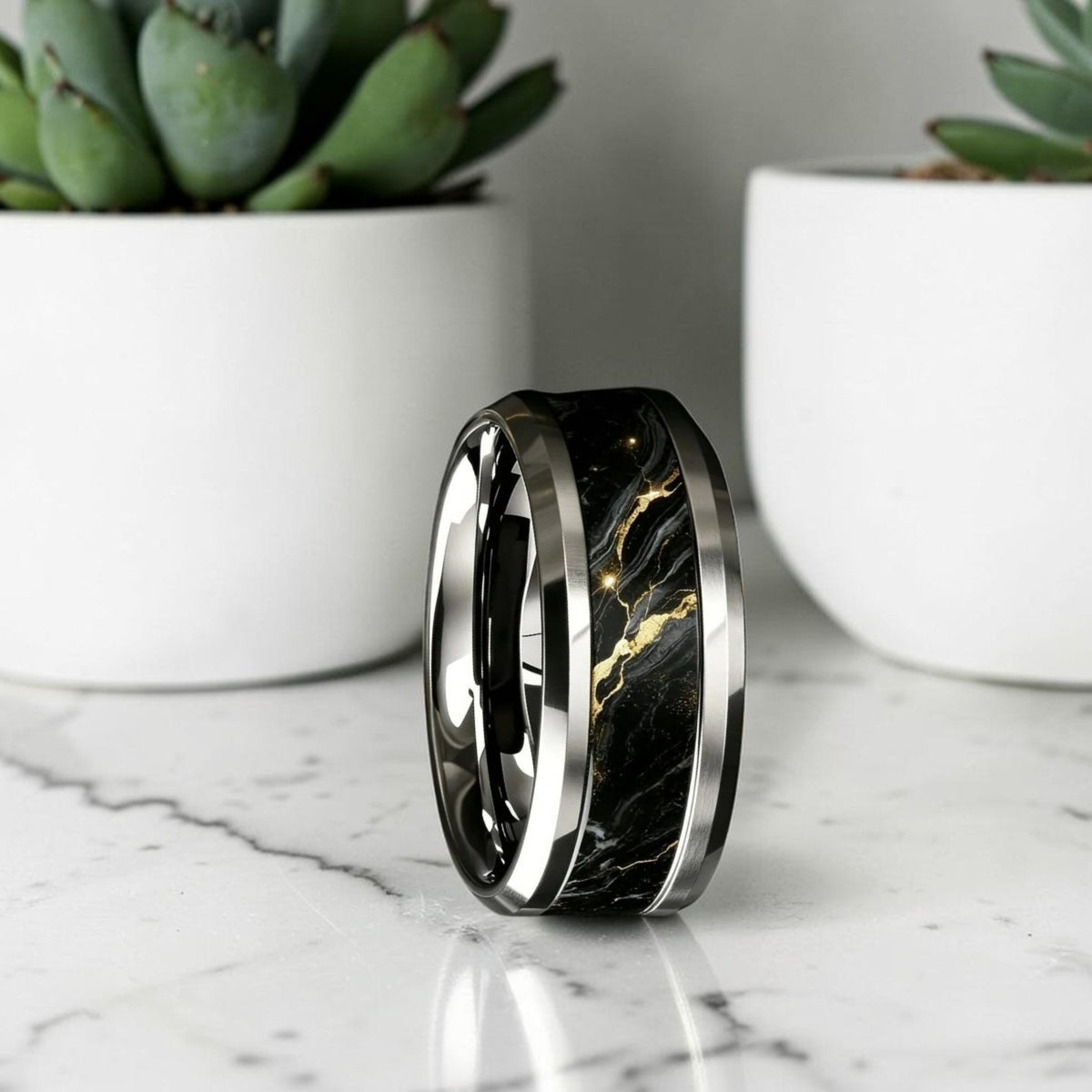 Alliance homme | bague style alliance marbre « Marbre Impérial »