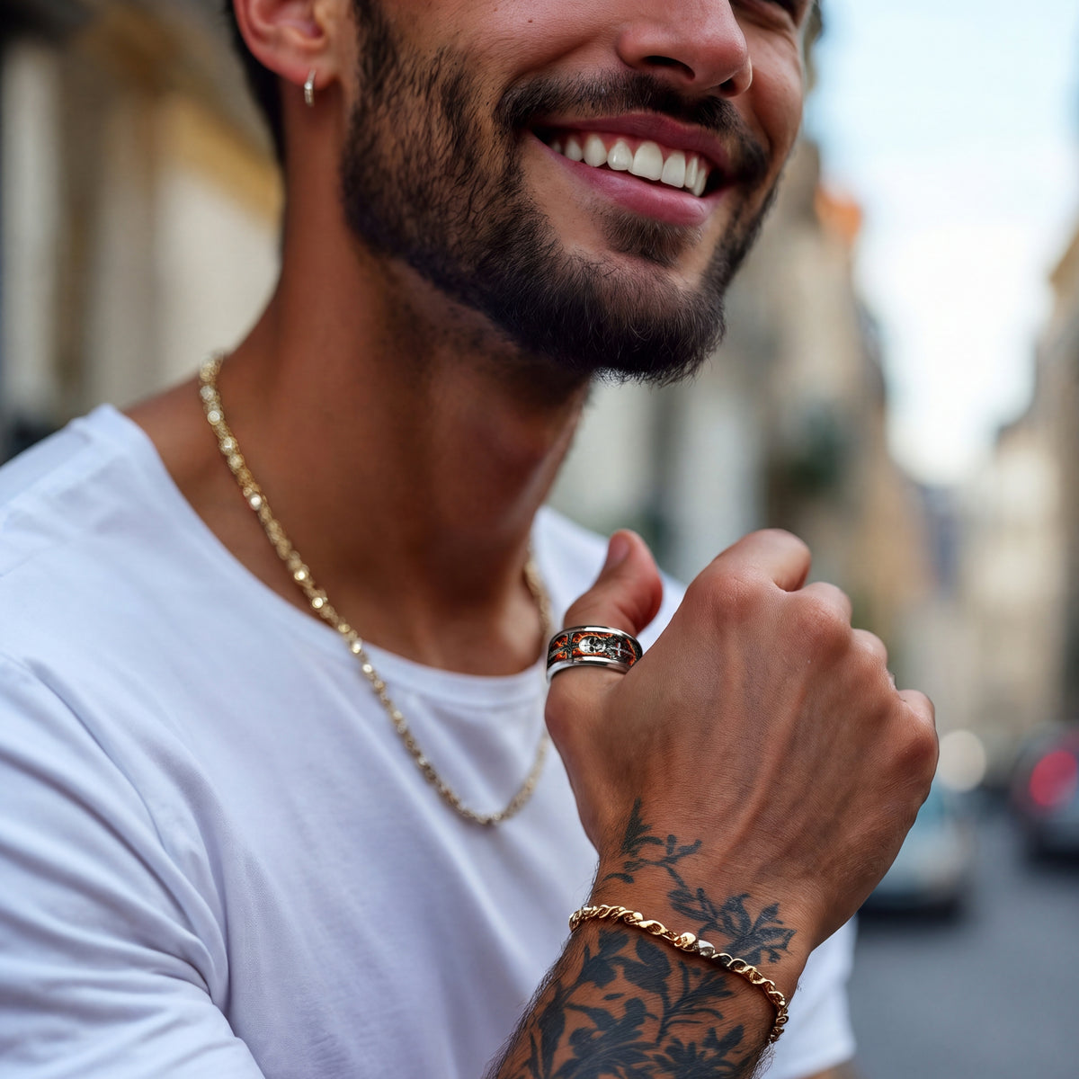 Bague pour homme | Bague Crâne & Flammes «L'Infernale »