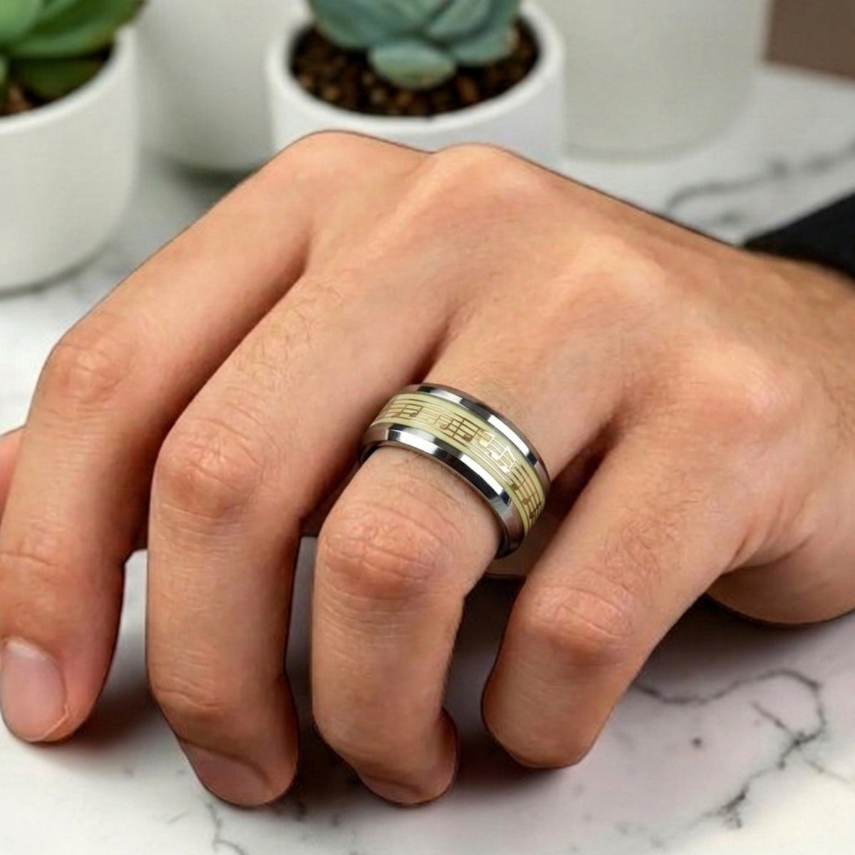 Bague personnalisé  |motifs de musique « Harmonie Nocturne »