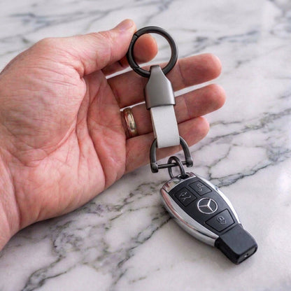 Porte-clé en cuir |manille vissée gris anthracite « executive »
