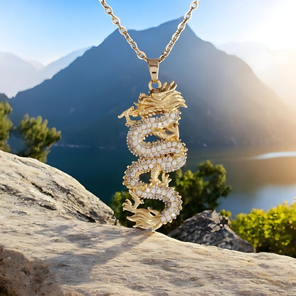 Collier homme-pendentif  DRAGON CHINOIS LUXE DISCRET II