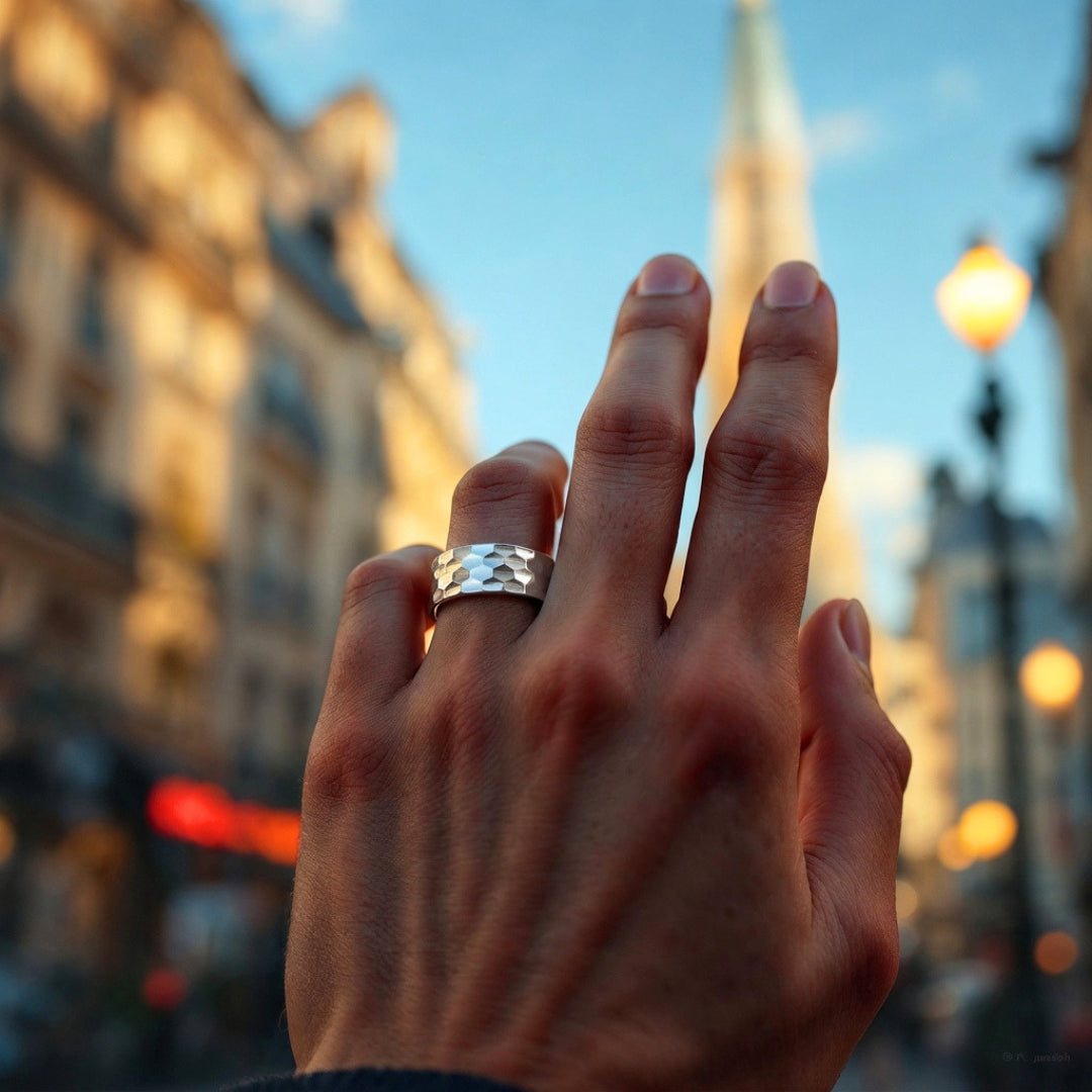 Anneau bague | Horizon Martelée, antirayure