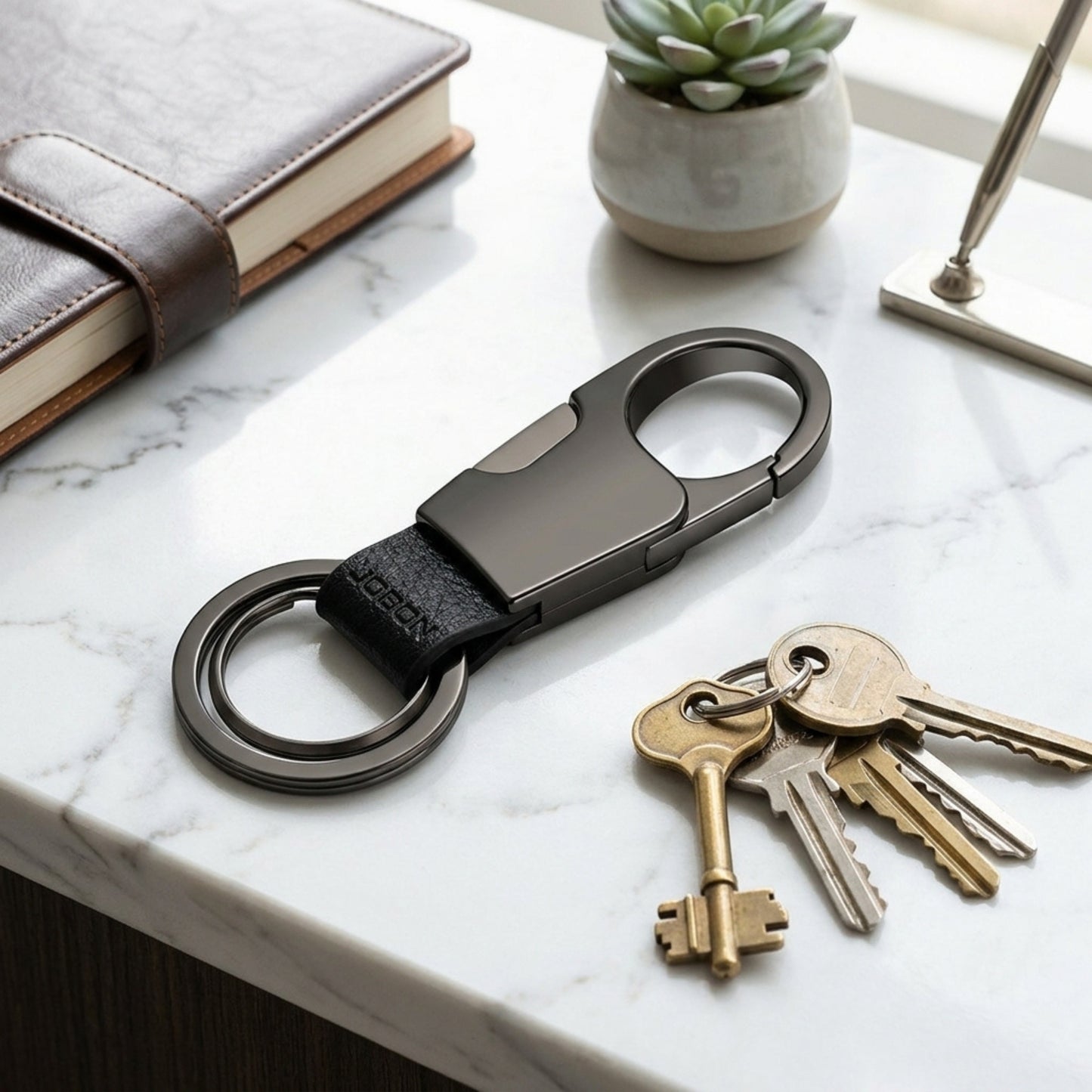 Porte clé mousqueton |  luxe avec cuir L'Urbain Élégant