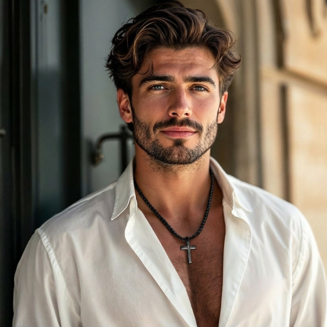 Collier homme pendentif croix Biblique | SpiritSteel