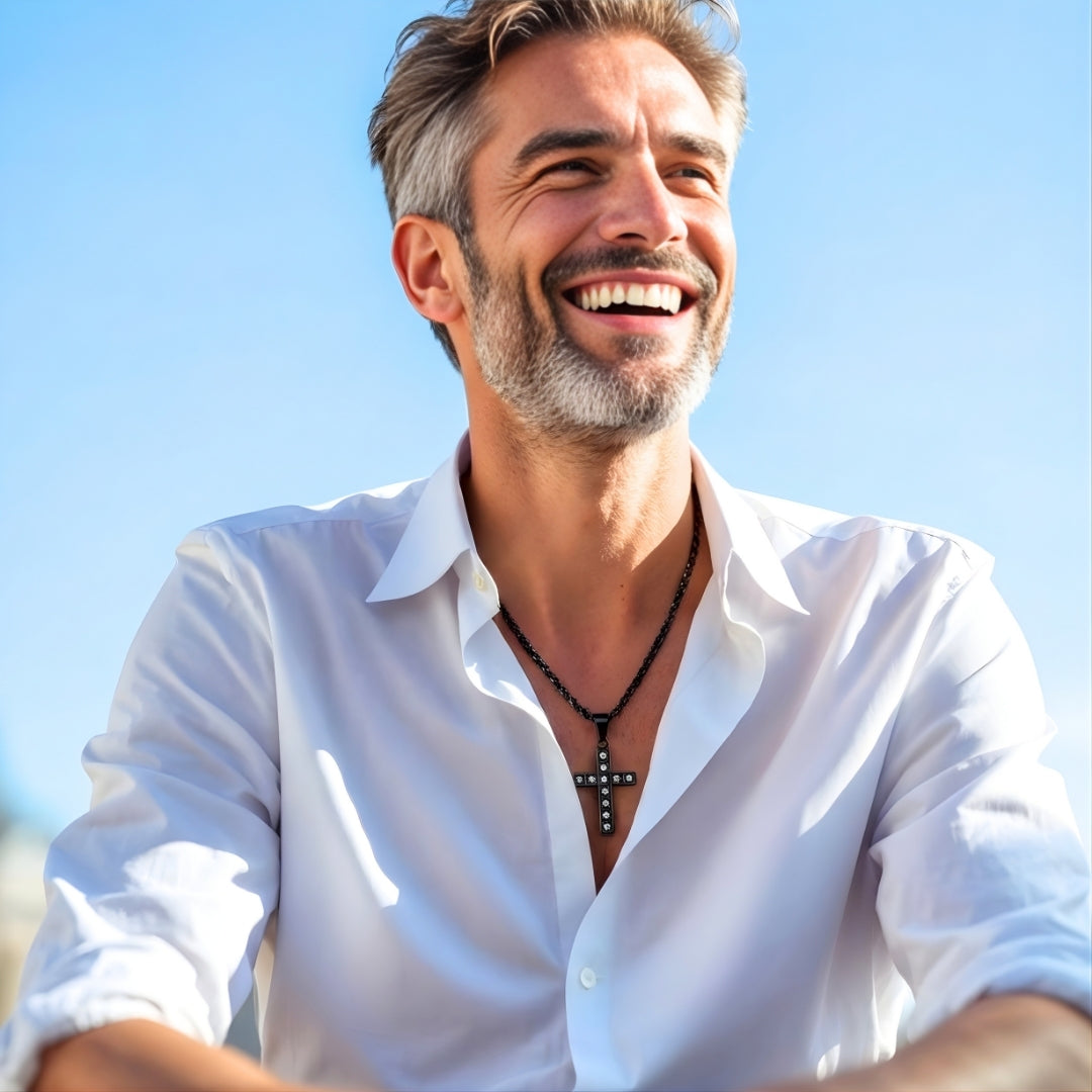 Collier homme pendentif  "Croix Stellar" | Croix Acier Inoxydable