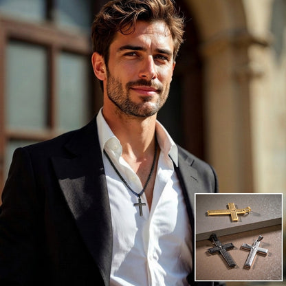 Collier homme pendentif croix Biblique | SpiritSteel