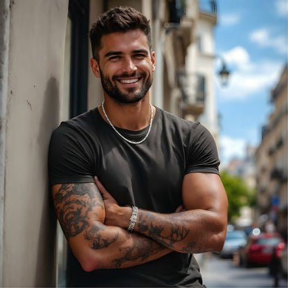 Chaine homme. Collier maillons carrés et ovales 4 mm | Élégance