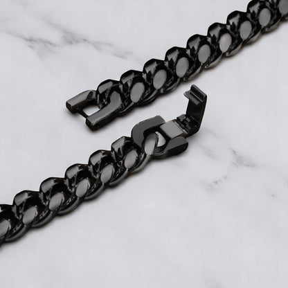 Bracelet homme luxe maillon MIAMI-CUBANO™ noir fermoir