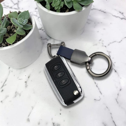 Porte-clé en cuir |manille vissée gris anthracite « executive »