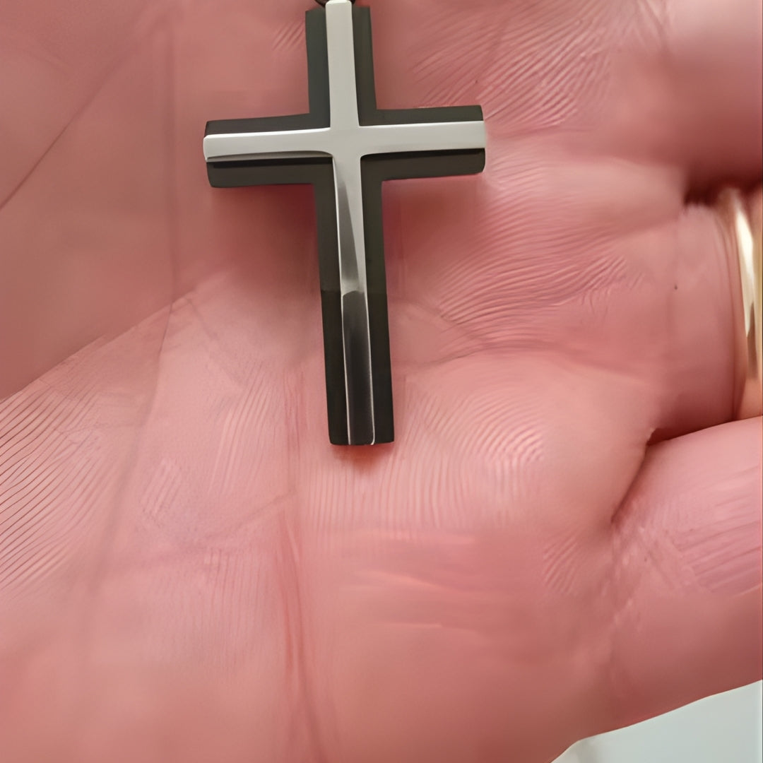 Collier homme, pendentif Croix double Architecturale  | Élégance Intemporelle