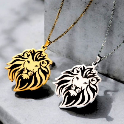 Collier homme- pendentif le LÉOPATE™ ; Collier tête de Lion gravé