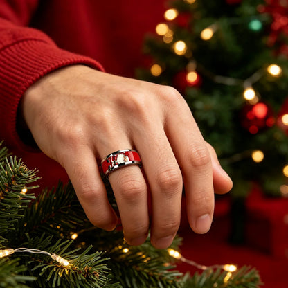 Bague pour homme |  anneau Père Noël « Éclat de Noël »