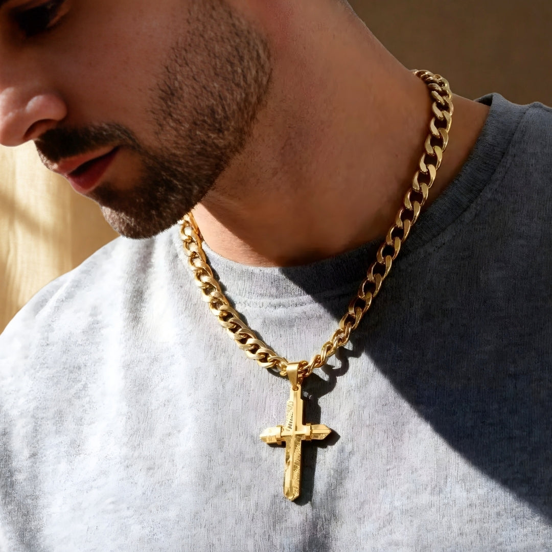 Collier homme, pendentif croix Armor Cross 3D