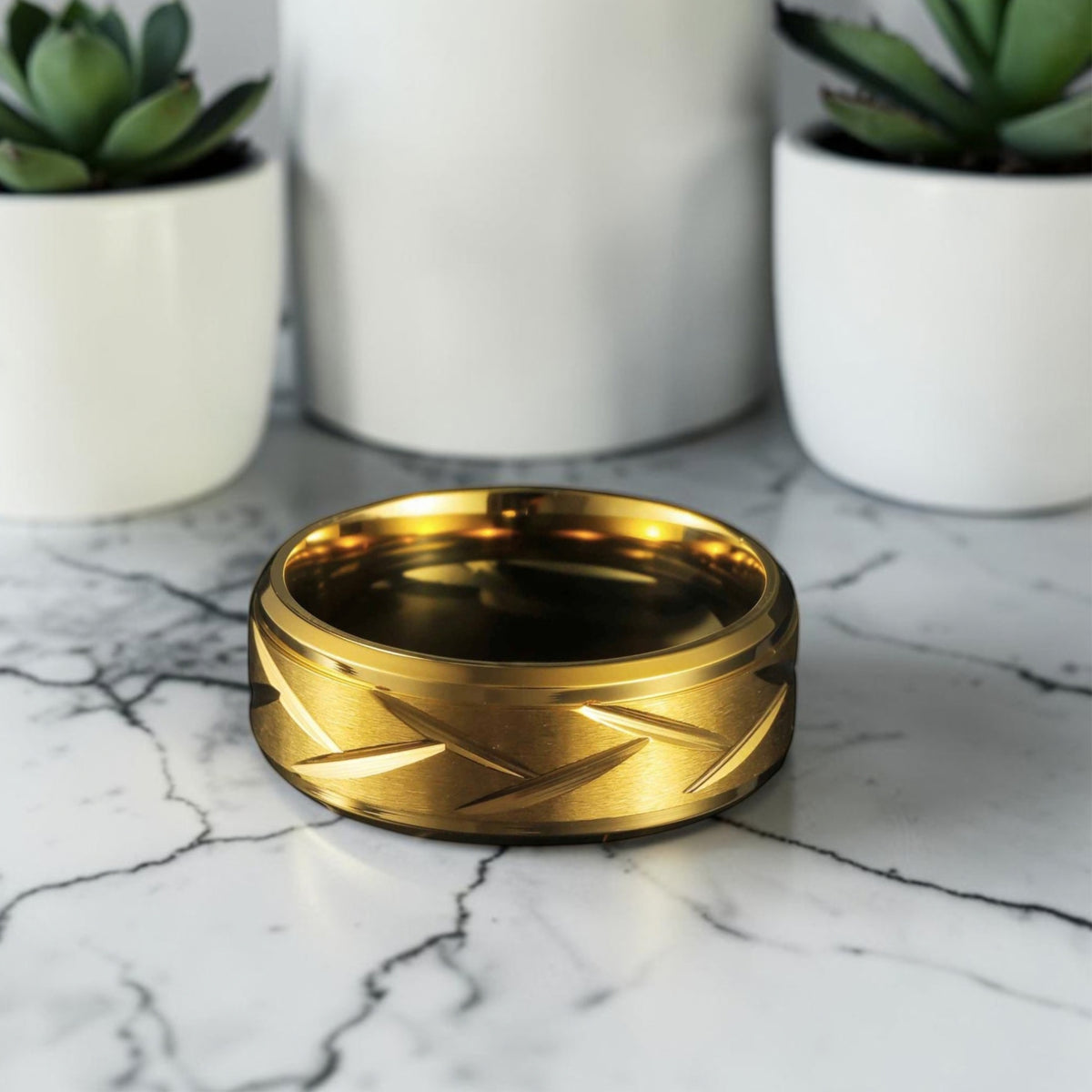 Anneau pour homme | Alliance « Chevron d'Or »