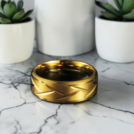 Anneau pour homme | Alliance « Chevron d'Or »