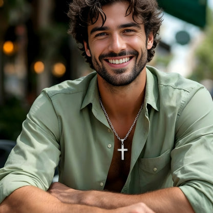 Collier homme, pendentif croix minimaliste | classique