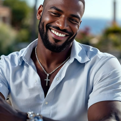 Collier homme, pendentif croix Apex Pendant | Élégance zircon