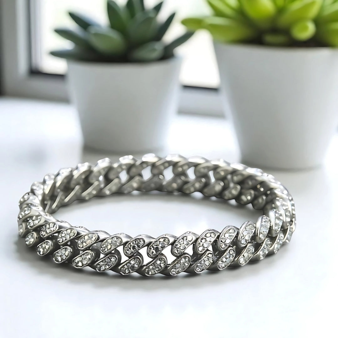 Bracelet homme luxe- MIAMI-CUBANO BRILLANT; élégance masculine redéfinie