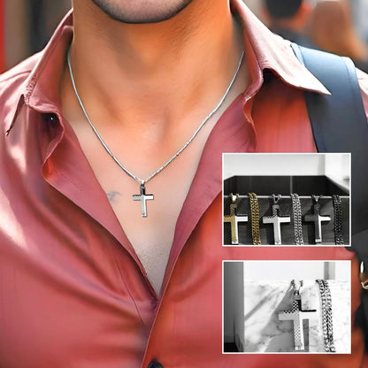 Collier hommes- pendentif croix CHESSCROSS™ : L'élégance spirituelle à votre cou