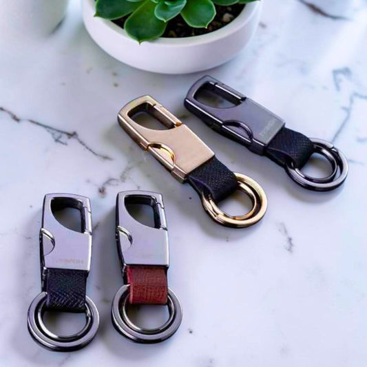 Porte-clés de luxe | acier et cuir "L'Ingénieux EDC"