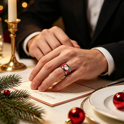 Bague pour homme |  anneau Père Noël « Éclat de Noël »