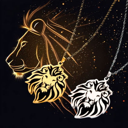 Collier homme- pendentif le LÉOPATE™ ; Collier tête de Lion gravé