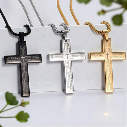 Collier homme pendentif croix Biblique | SpiritSteel