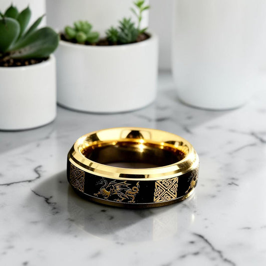 Bague celtique |Dragon & Nœuds Celtiques