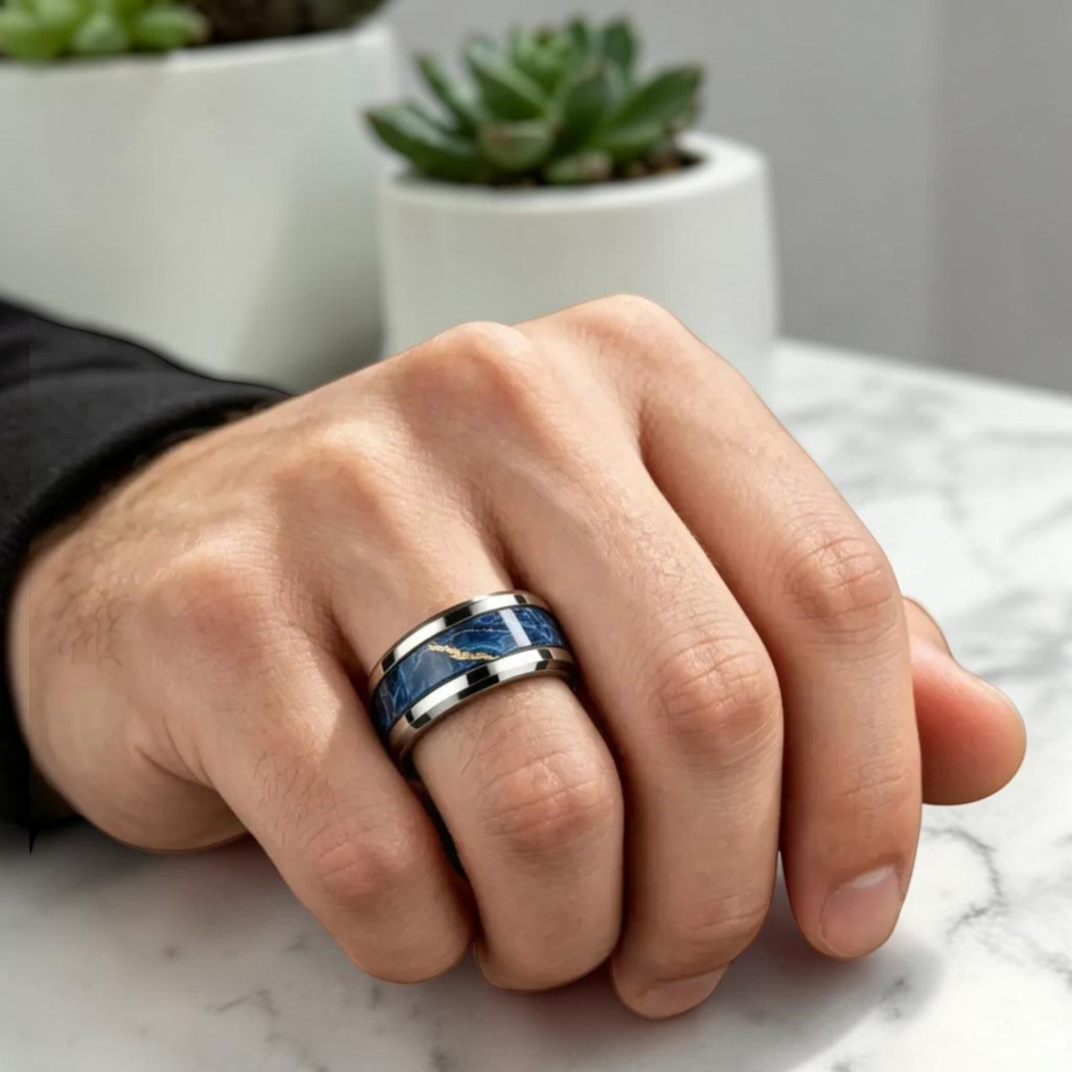 Alliance homme | bague style alliance marbre « Marbre Impérial »