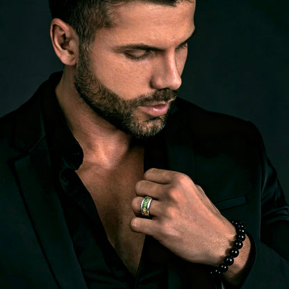 Bague acier homme | mystique Arbre de vie "Éveil d'Yggdrasil"