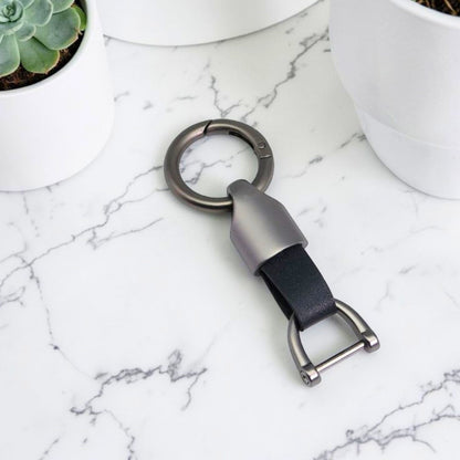 Porte-clé en cuir |manille vissée gris anthracite « executive »