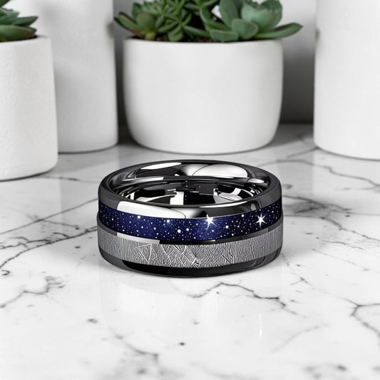 Bague Homme | Météorite & Galaxie « Nébu-X »