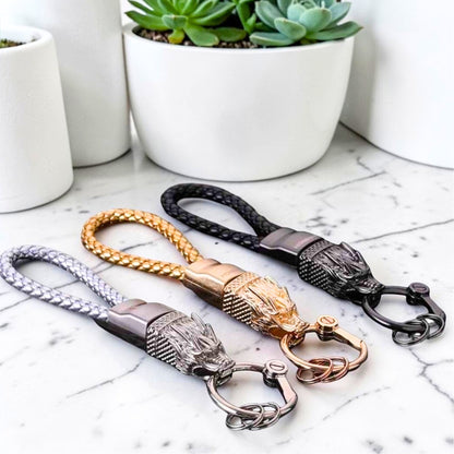 Porte-clés luxe | "Dragon Impérial" Tressée et Manille