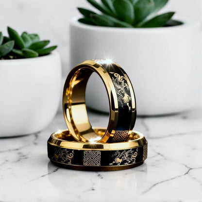 Bague celtique |Dragon & Nœuds Celtiques