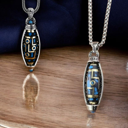 Collier homme- pendentif TIBY CÉLESTE™  : Pendentif Tibétain type moulin à prière