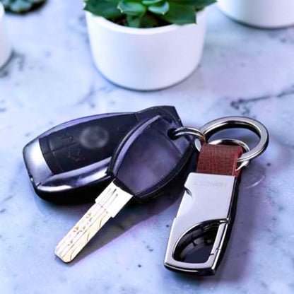 Porte-clés de luxe | acier et cuir "L'Ingénieux EDC"