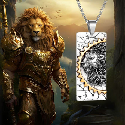 Collier homme- pendentif LE DOMILÉO™ ; Collier de Lion éclatant et dominant
