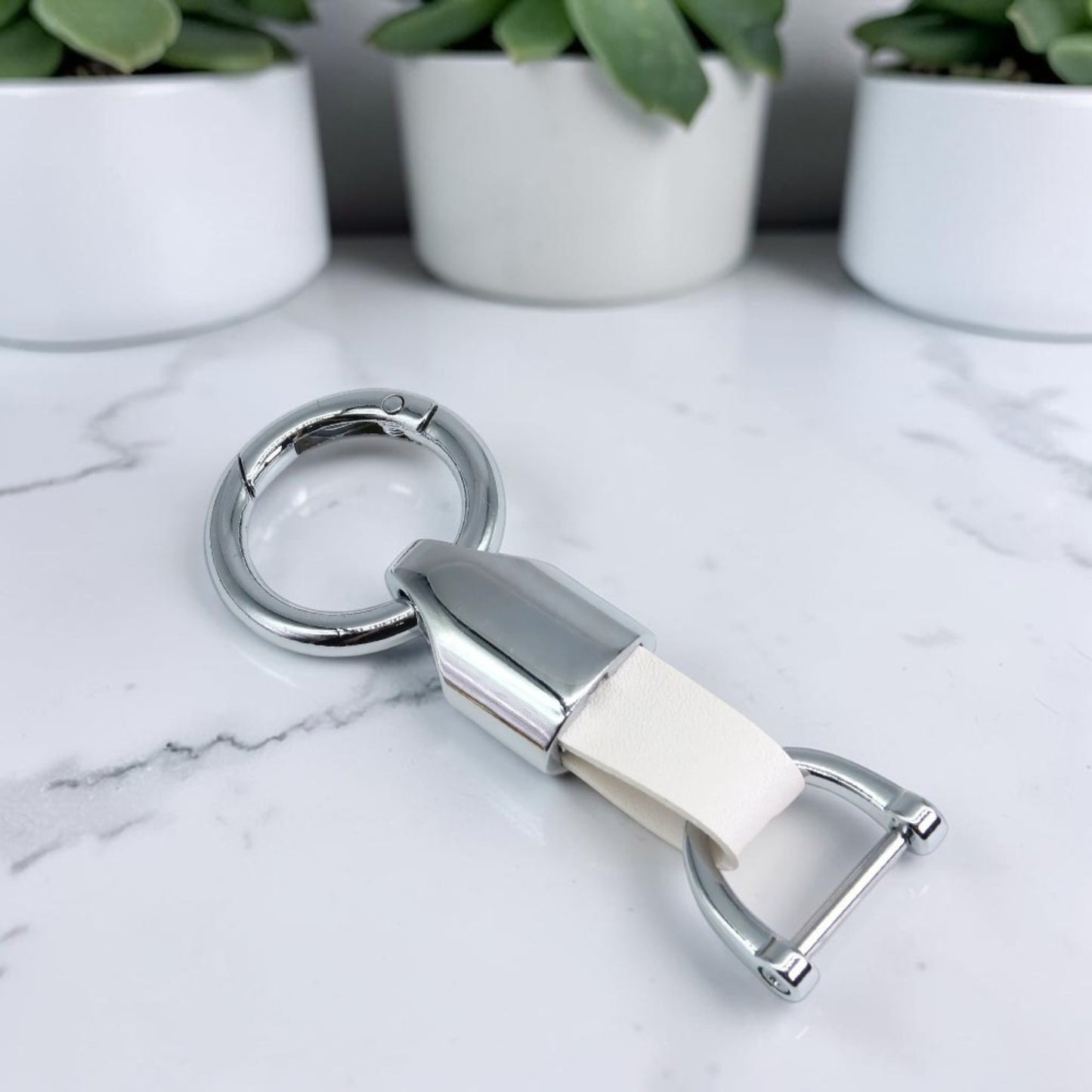 Porte-clé en cuir |Manille Vissée argentée "Executive"