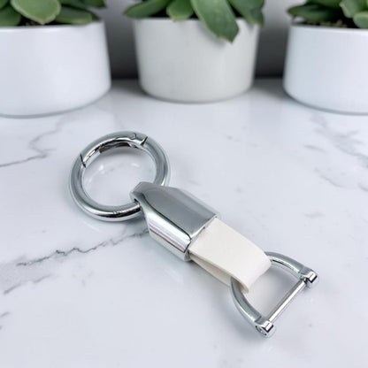 Porte-clé en cuir |Manille Vissée argentée "Executive"