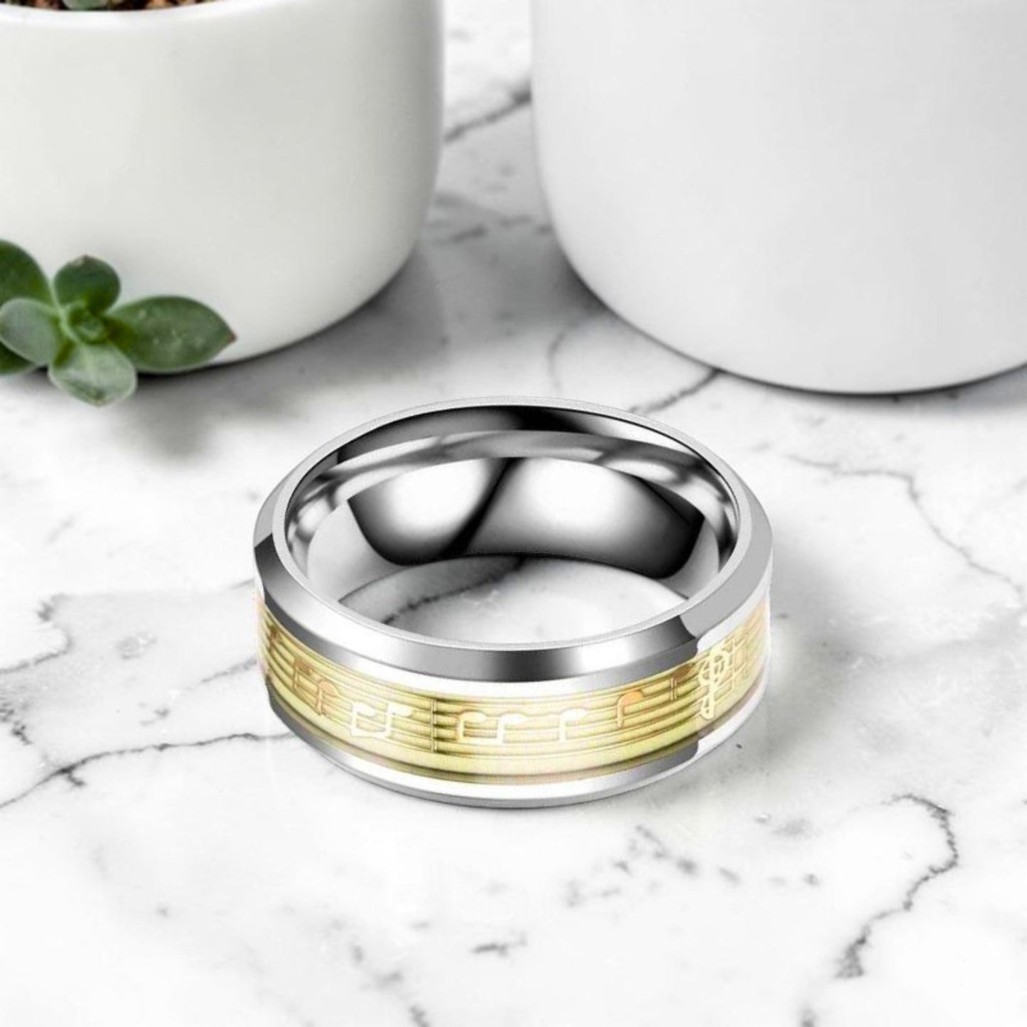 Bague personnalisé  |motifs de musique « Harmonie Nocturne »