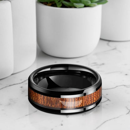 Bague acier inoxydable homme | anneau « L'Héritage Koa »