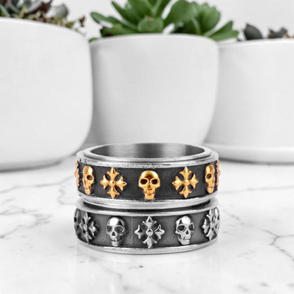 Bague pour hommes | anneau crâne croisé « Skull and Cross »